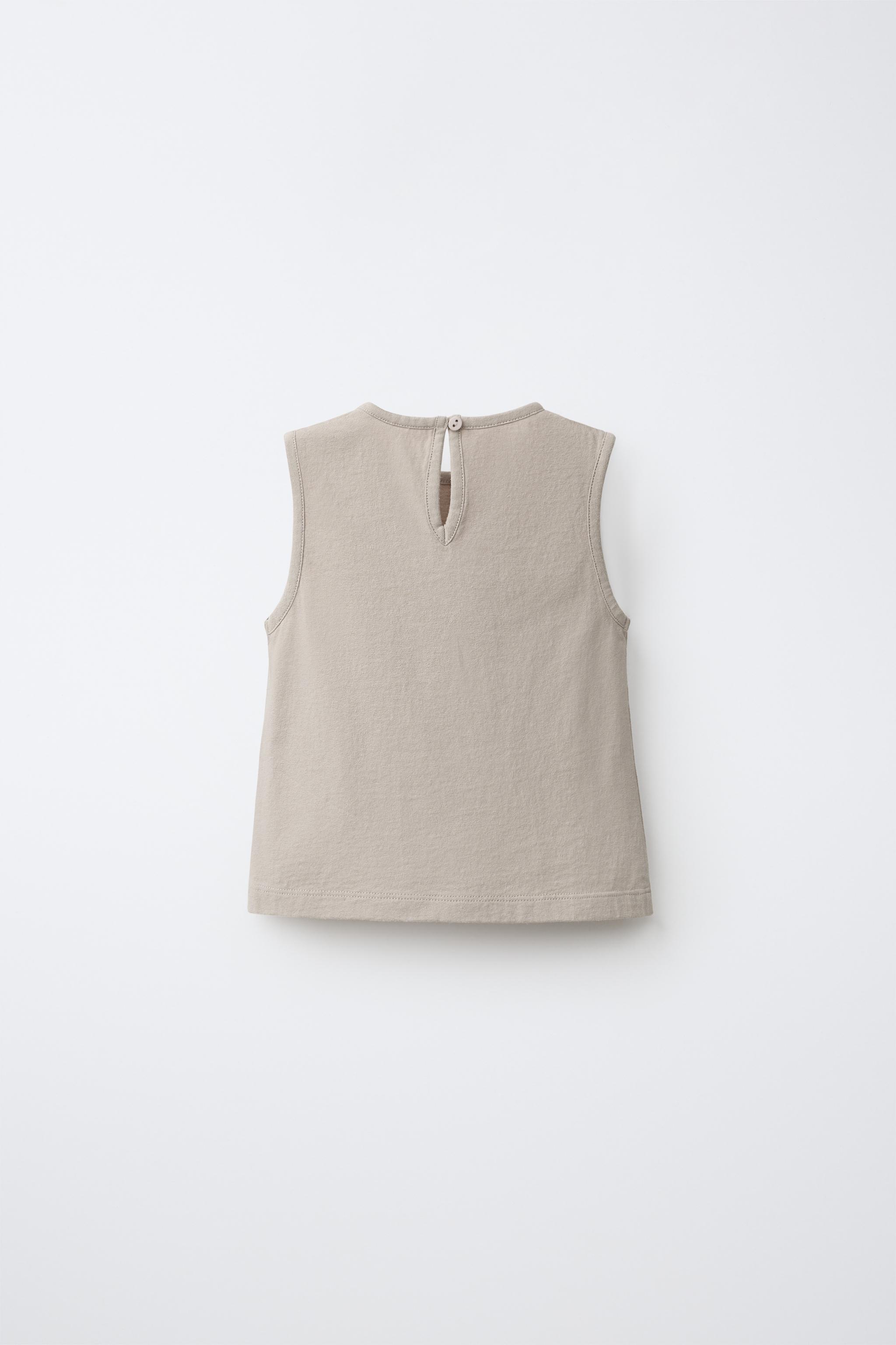 BUTTONED SLEEVELESS TOP — Beige