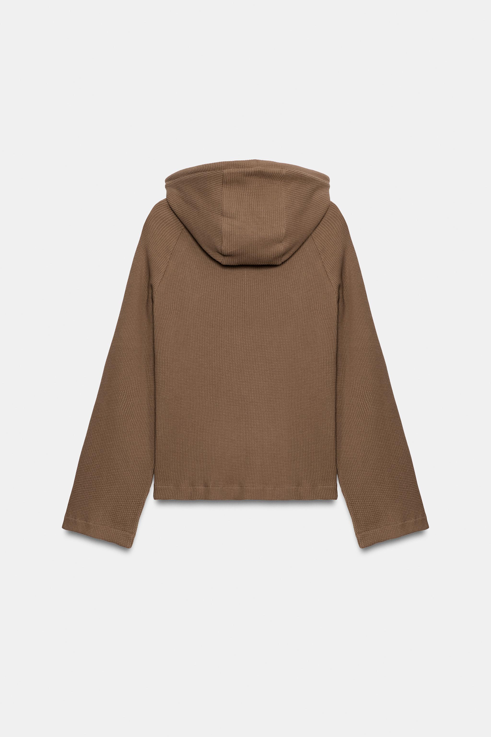 Zara KAPÜŞONLU GOFRE KUMAŞ SWEATSHIRT görsel 6
