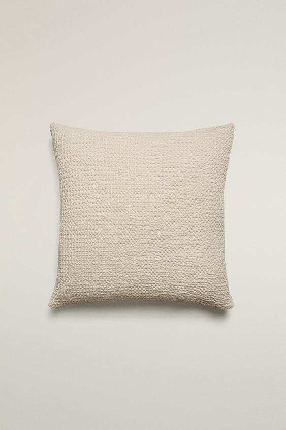 WAFFLE-KNIT CUSHION COVER - Light grey by Zara - Image 0