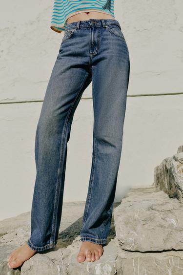 JEANS Z1975 STRAIGHT TIRO ALTO LONG LENGTH - Azul medio de Zara