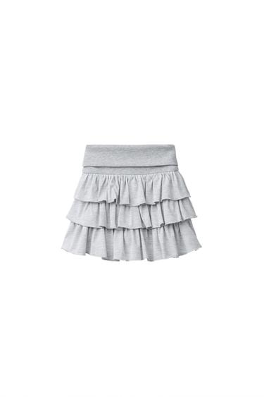 RUFFLED BERMUDA SKORT - Grey marl by Zara
