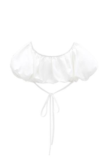 BALLOON SLEEVE CROP TOP