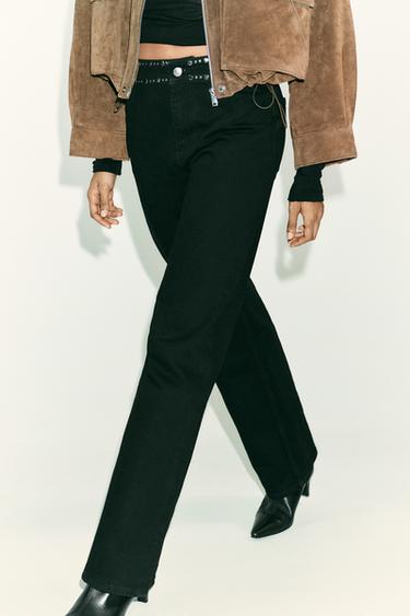 JEAN Z1975 DROIT LONGUEUR LONGUE TAILLE HAUTE CLOUS - Noir de Zara - Image 3