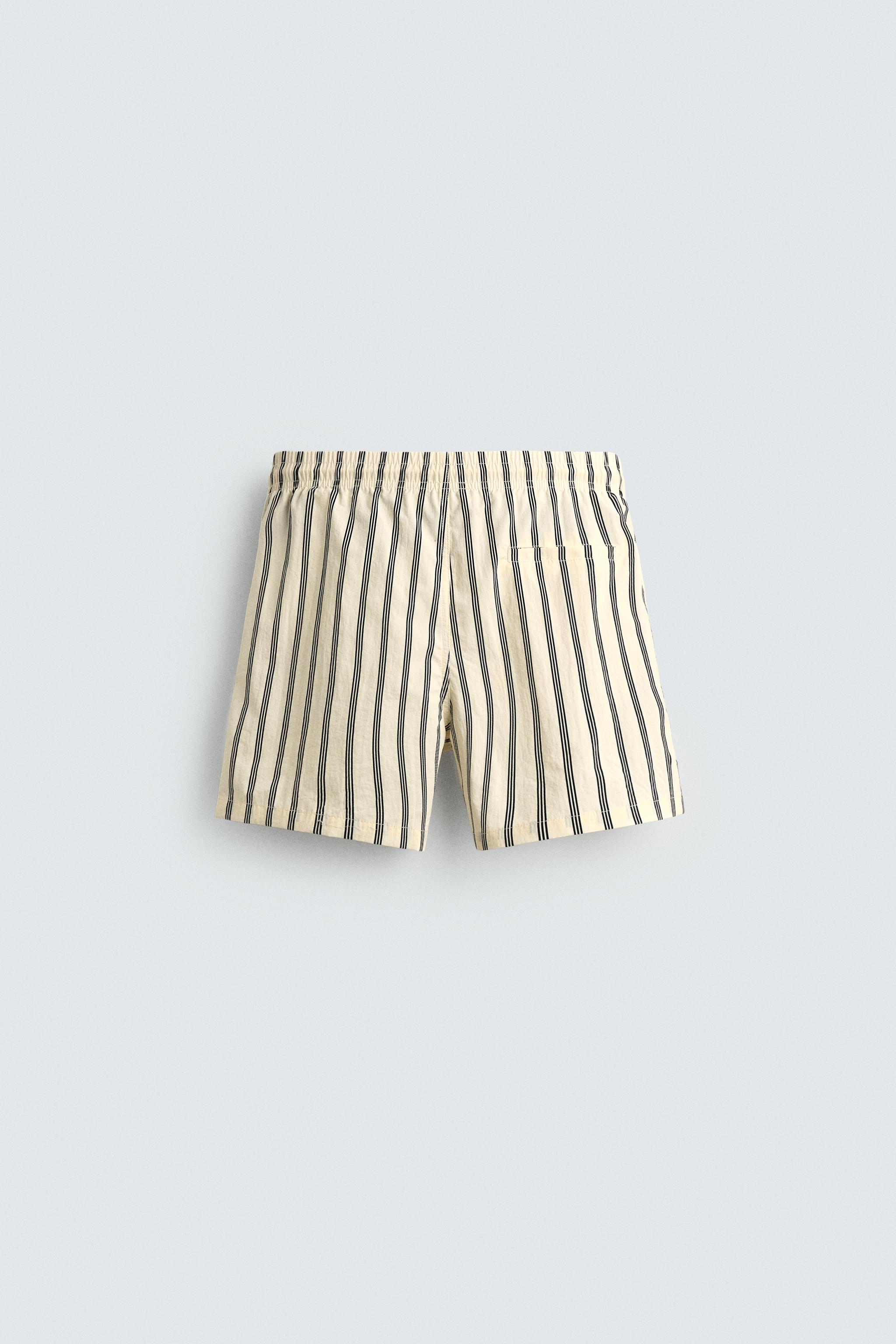 MID-LENGTH STRIPED SWIMSHORTS