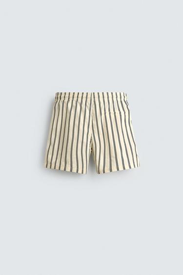 STRIPED SWIM SHORTS - Ecru by Zara - Image 1
