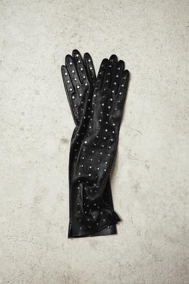 LUDOVIC DE SAINT SERNIN x ZARA STUDDED LEATHER GLOVES - Black by Zara