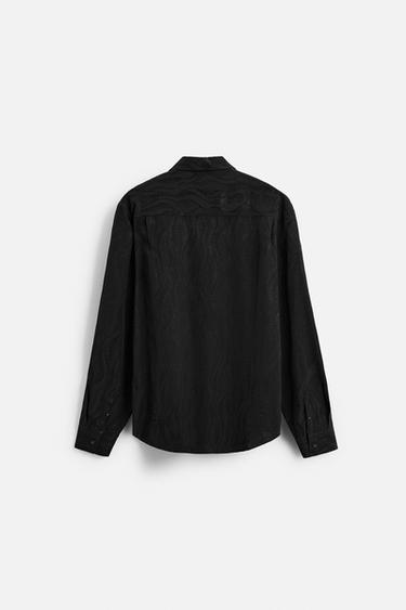 SATIN JACQUARD SHIRT - Black by Zara - Image 7
