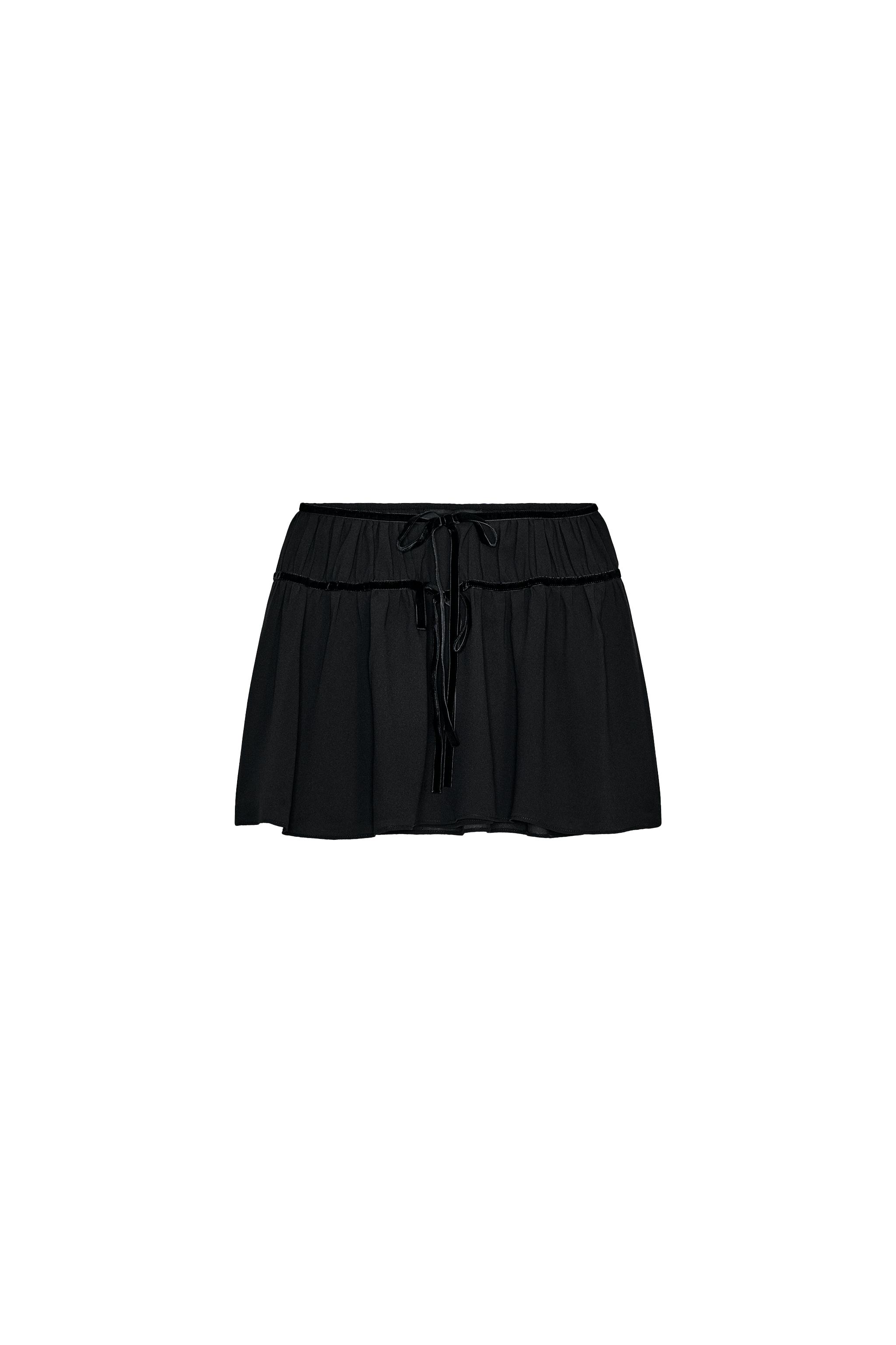 MINISSAIA DE CREPE GEORGETTE COM LAÇOS DE VELUDO - Preto | ZARA Brasil