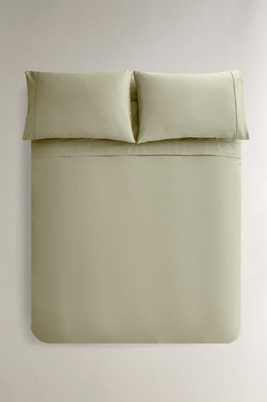 غلاف لحاف بركال (كثافة 300 خيط) - أخضر فيجوريه الخاص بـ Zara