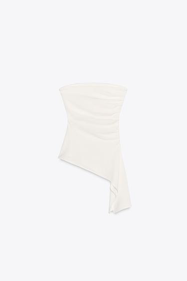 TEXTURED BANDEAU TOP - White by Zara - Image 6
