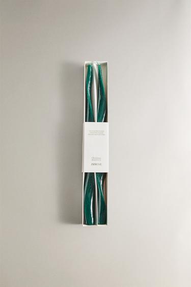 PACK OF SPIRAL CHRISTMAS CANDLES (PACK OF 2) - Green by Zara - Image 3