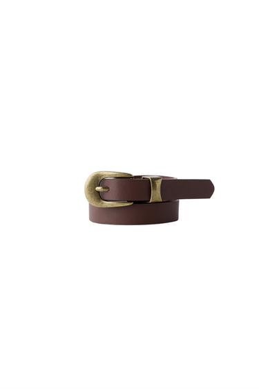 CINTURÓN EFECTO PIEL - Marrón de Zara