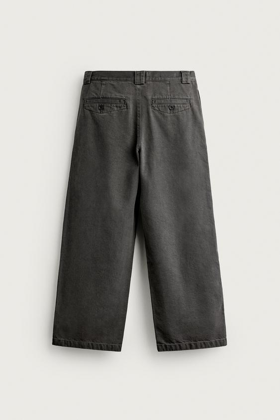 PANTALON CHINO RELAXED FIT À PLIS - Vert gris de Zara - Image 6