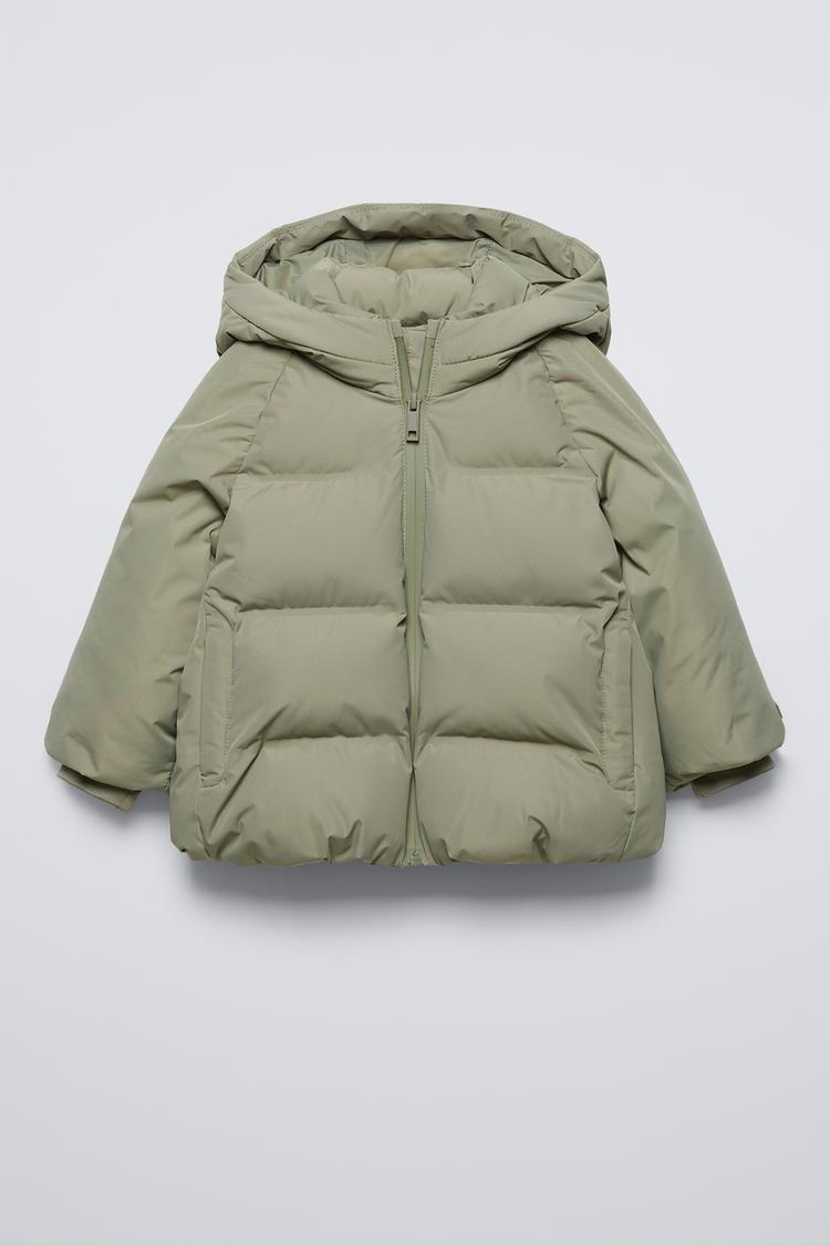 Water Repellent Grey Puffer Jacket Zara ZW COLLECTION WATER