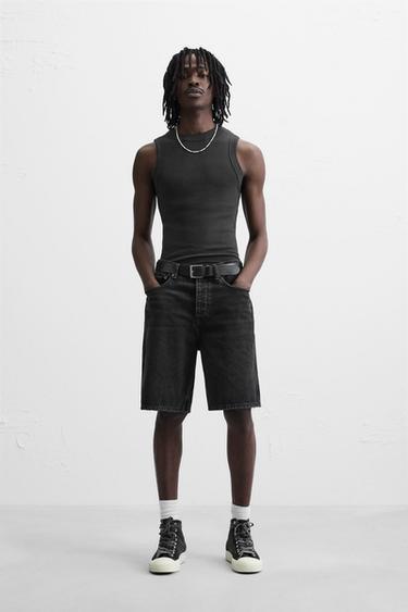 BERMUDA DENIM STRAIGHT FIT - Carbón de Zara - Imagen 0