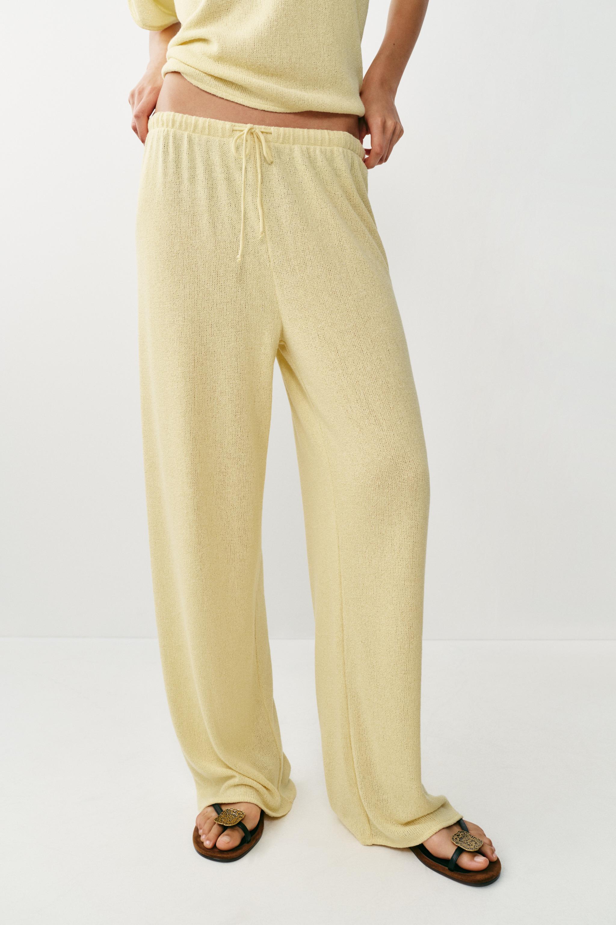 RUSTIC WIDE LEG PANTS — Light yellow