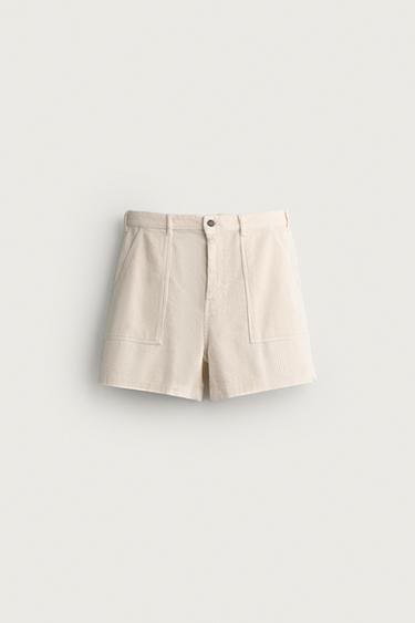 QUẦN SHORT BERMUDA VẢI NHUNG TĂM DÁNG REGULAR FIT - Kem từ Zara