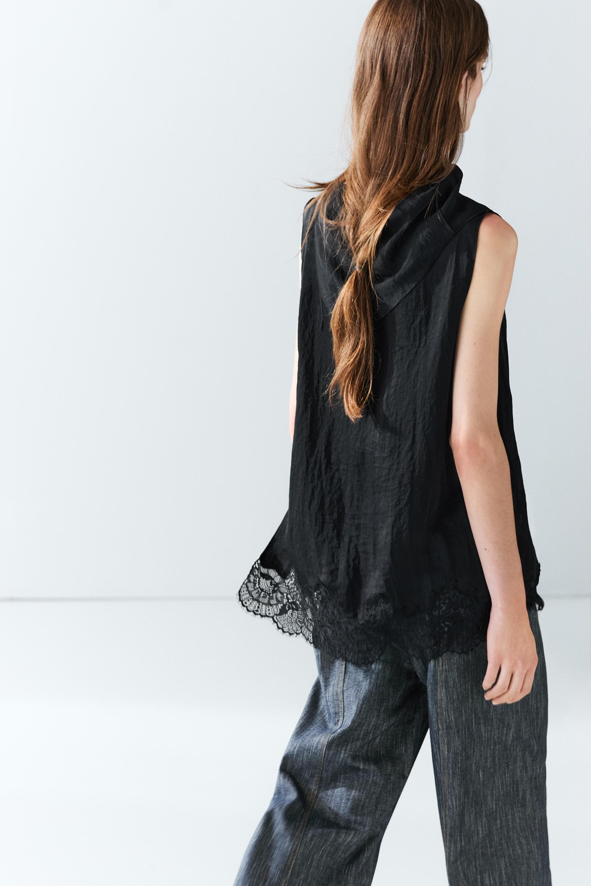 Flowing lace-detail top