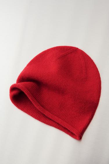 Zara PEENEST KOOTUD MÜTS - Punane