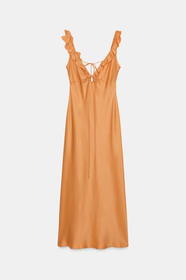 Zara RUFFLED DRESS ZW COLLECTION - Orange