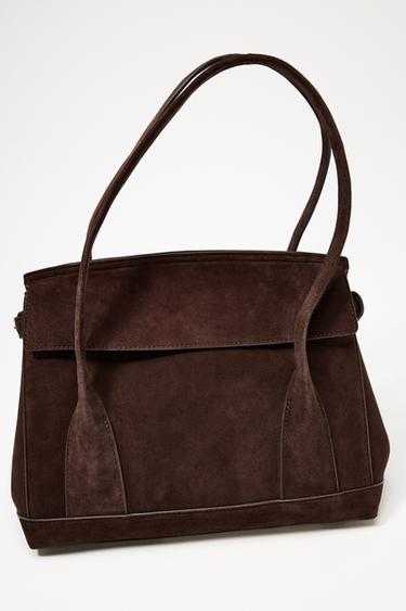 BOLSO PIEL SERRAJE CITYBAG - Marrón de Zara
