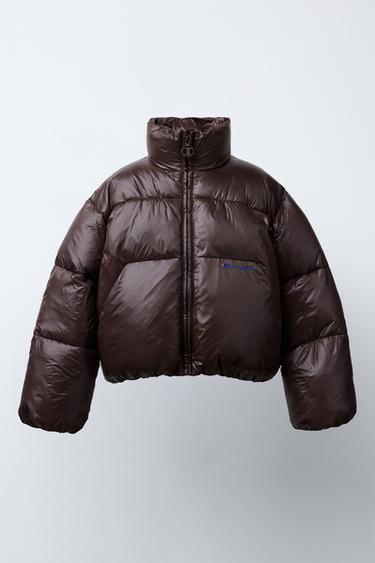 Zara CHAMPION ® X ZARA EMBROIDERED PUFFER JACKET - Brown - Image 0