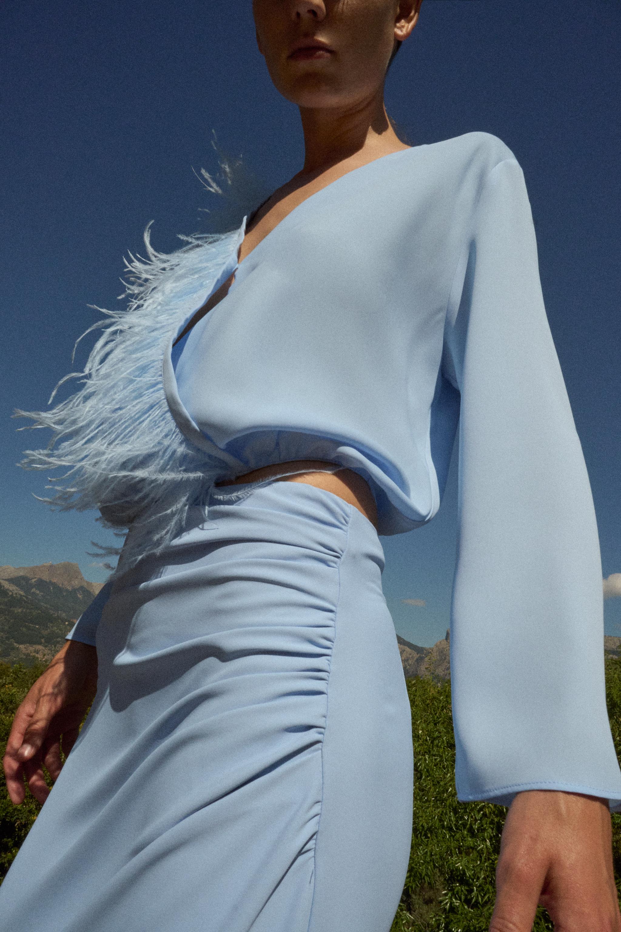 ZARA ドレープミディスカート 3628/324 ドレープミディスカート - 空色 | ZARA Japan / 日本