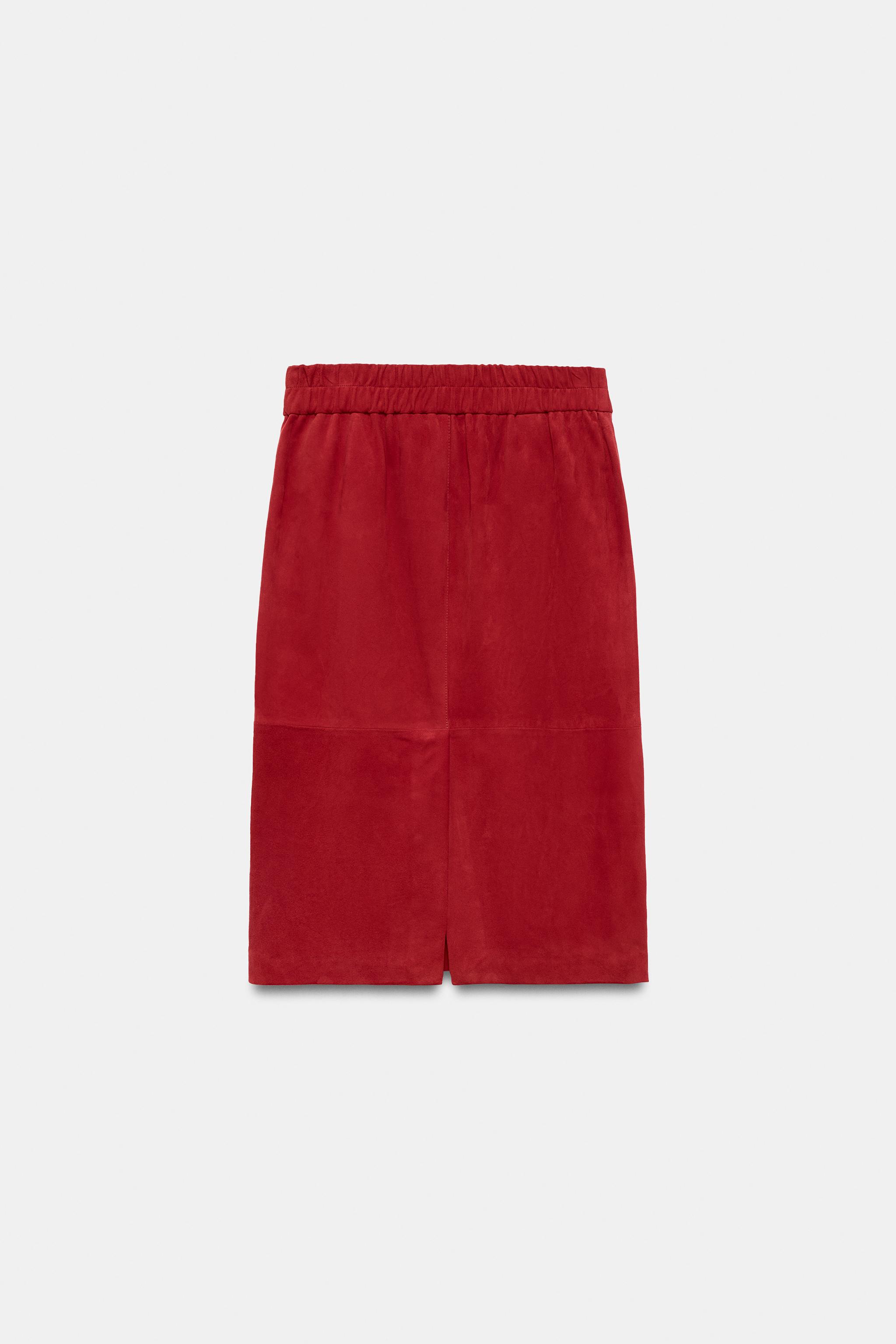 ZW COLLECTION 100% LEATHER MIDI SKIRT