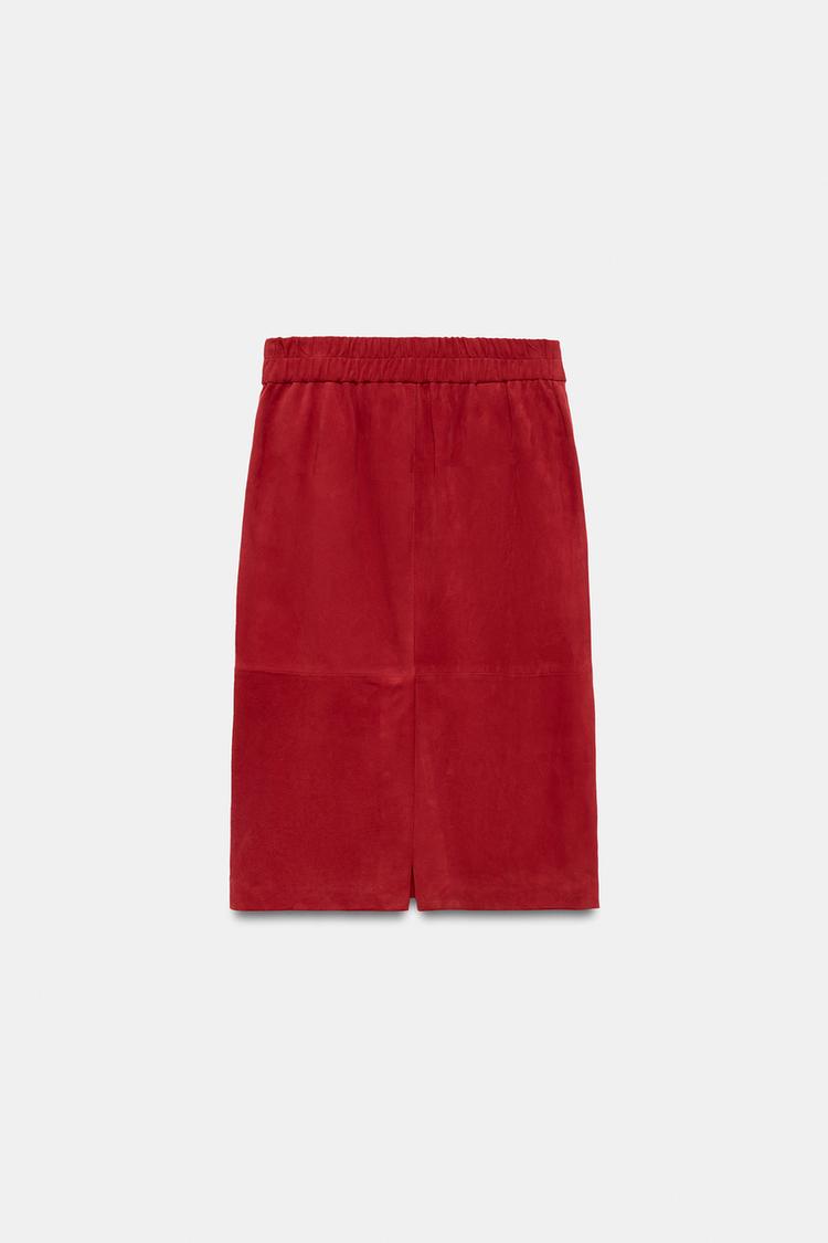 Falda midi de cuero 100% de la colección ZW 6