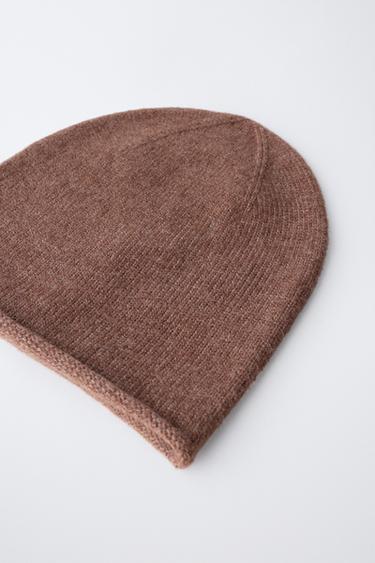 WOOL BLEND KNIT BEANIE - Brown by Zara - Image 1