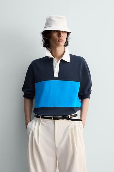 POLO REGULAR FIT COLOR BLOCK - Azul de Zara