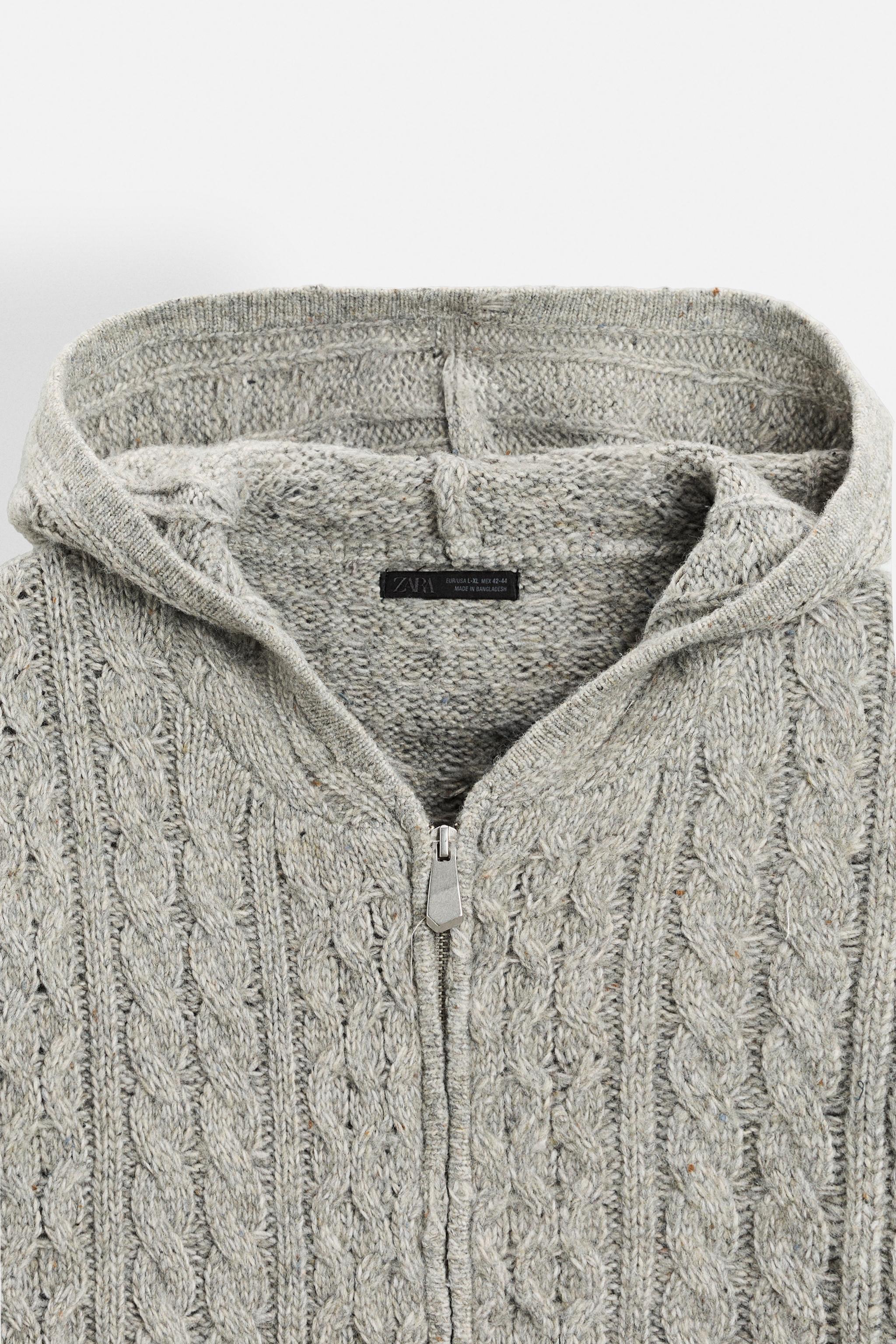 HOODED TEXTURED CARDIGAN - Brown / Taupe | ZARA United States HOODED TEXTURED CARDIGAN - Brown / Taupe | ZARA United States