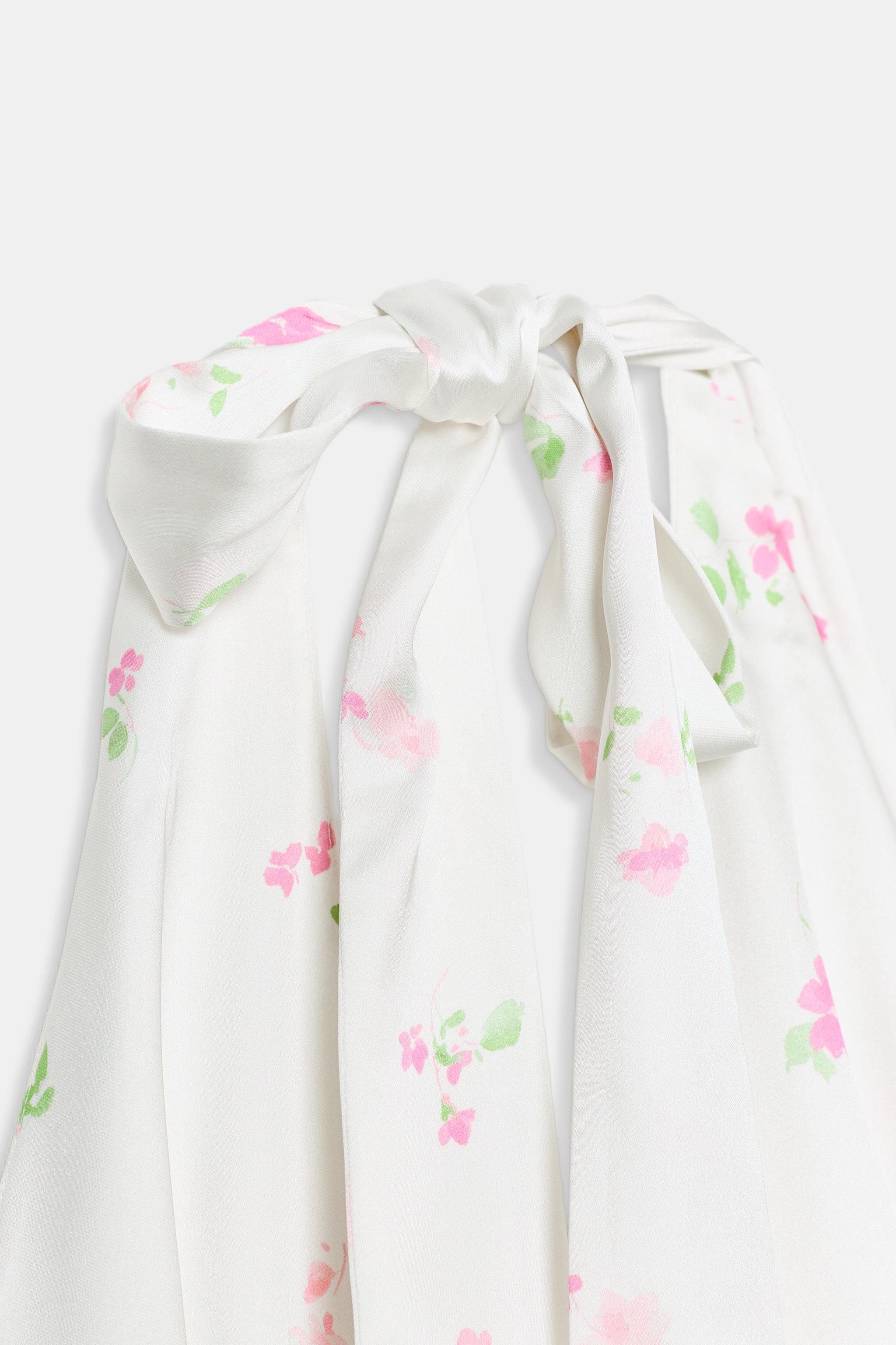 FLORAL SATIN EFFECT MIDI DRESS