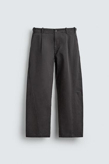 TROUSERS WITH PLEATS AND TWISTED SEAM - Grey by Zara
