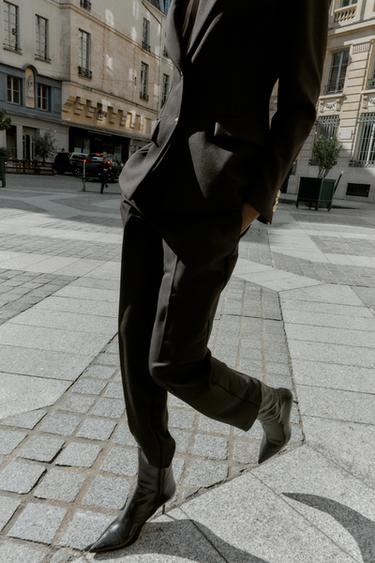 STRAIGHT-LEG TROUSERS WITH PRESSED CREASE - Black by Zara - Image 1