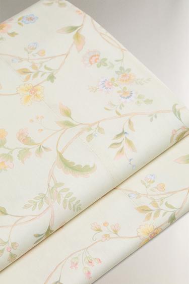 DRAP DE DESSUS IMPRIMÉ FLORAL - Vert d'eau de Zara - Image 4