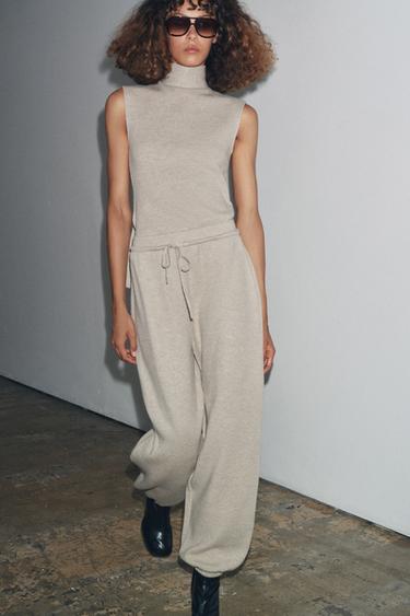 SOFT SCARF TOP - Beige marl by Zara