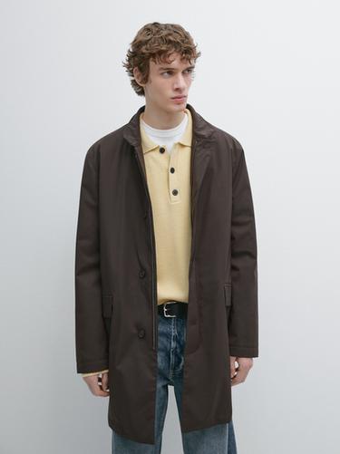 Zara Water-repellent puffer jacket - Chocolate