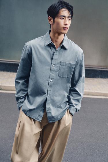 Zara 水洗飄逸襯衫 - 藍色