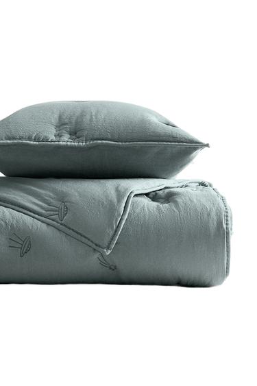 KIDS' COTTON SPACE QUILTED BEDSPREAD - Blue by Zara