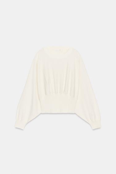 HAUT À MANCHES CHAUVE-SOURIS - Écru de Zara - Image 6
