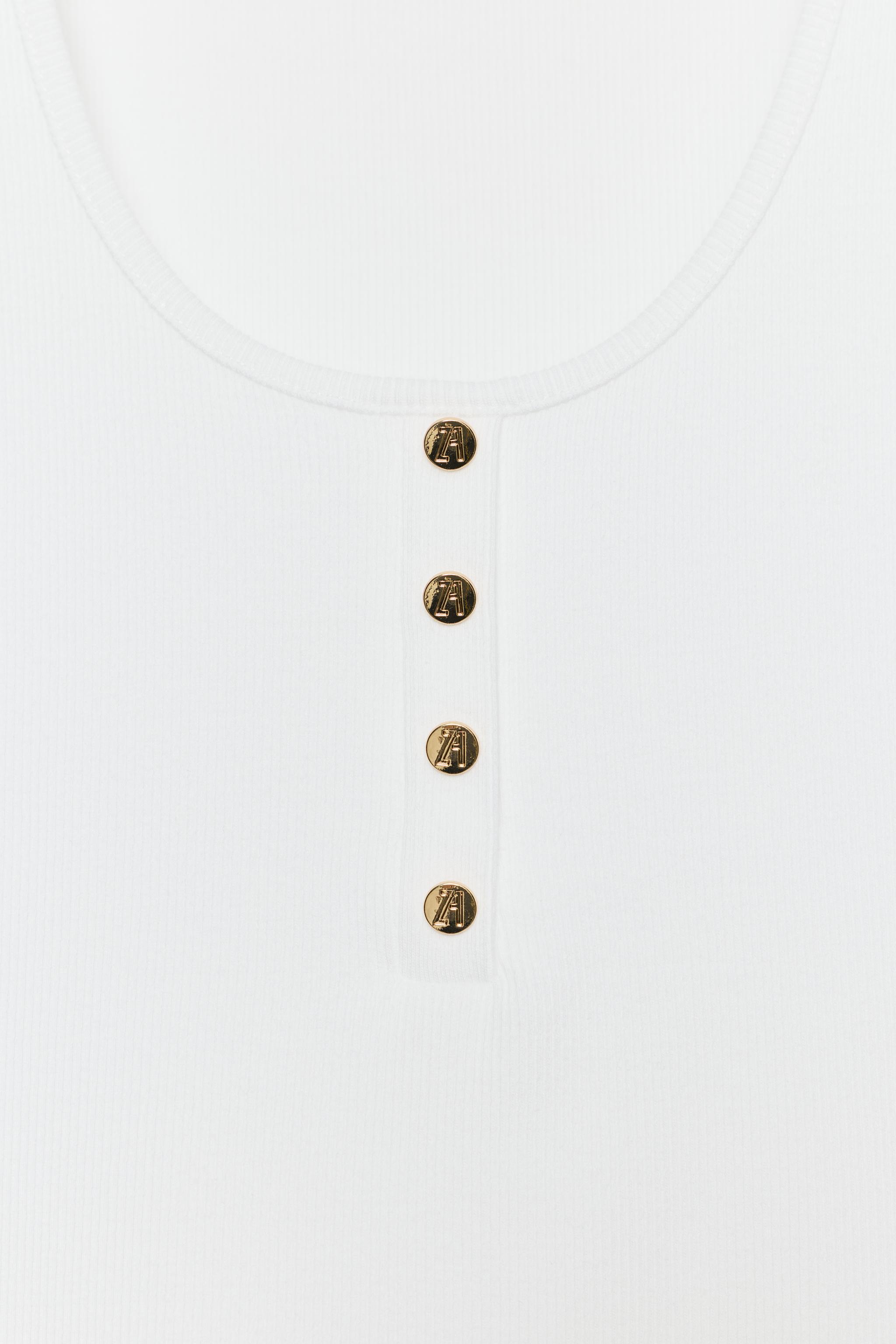 Женские топы Zara COTTON BUTTON-UP TOP — фото 7