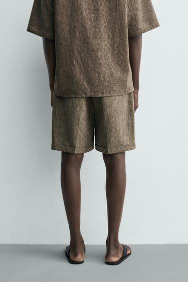 RELAXED FIT PLEATED BERMUDA SHORTS - Khaki by Zara - Image 2