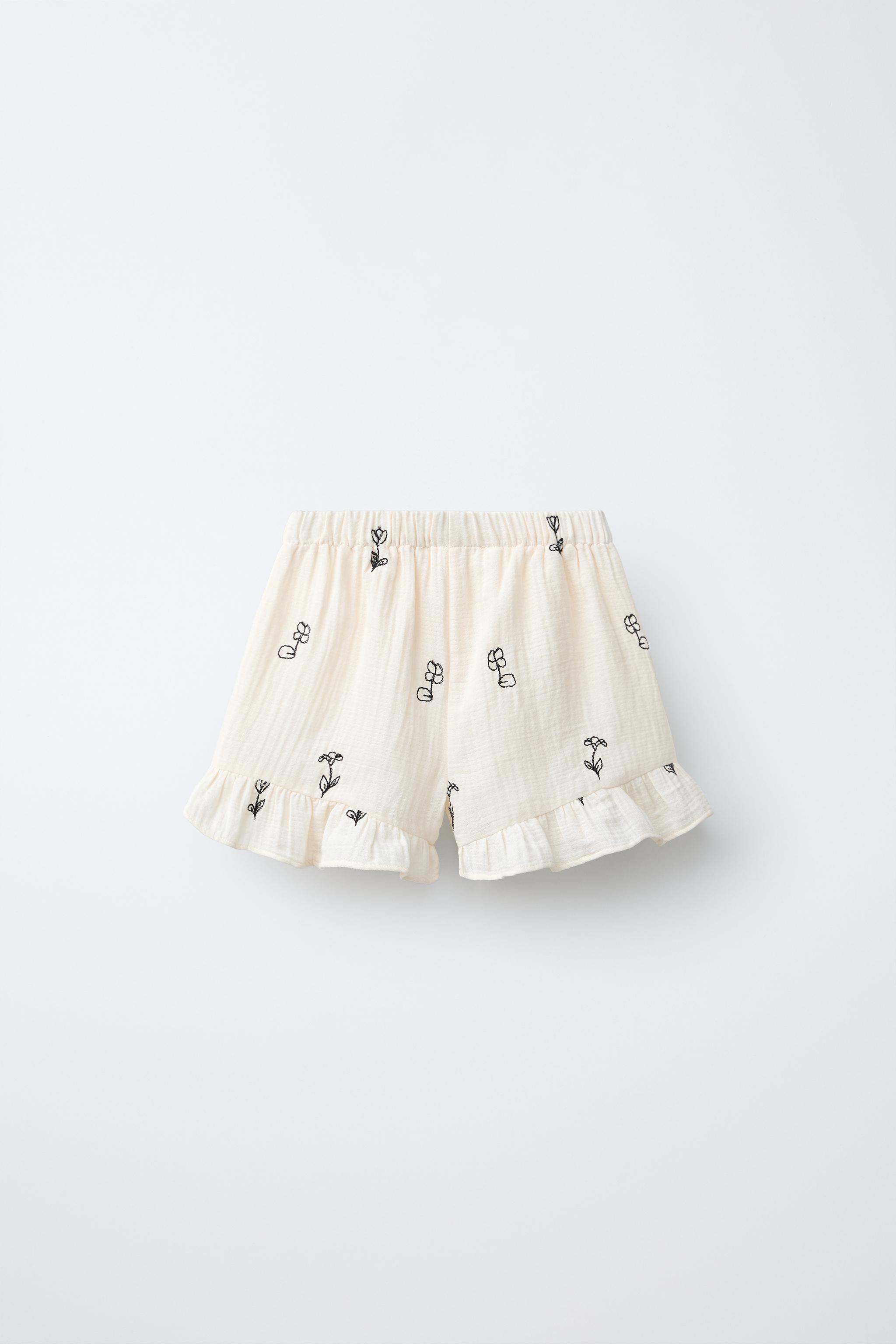 EMBROIDERED FLORAL TEXTURE SHORTS — Ecru (alternate view)