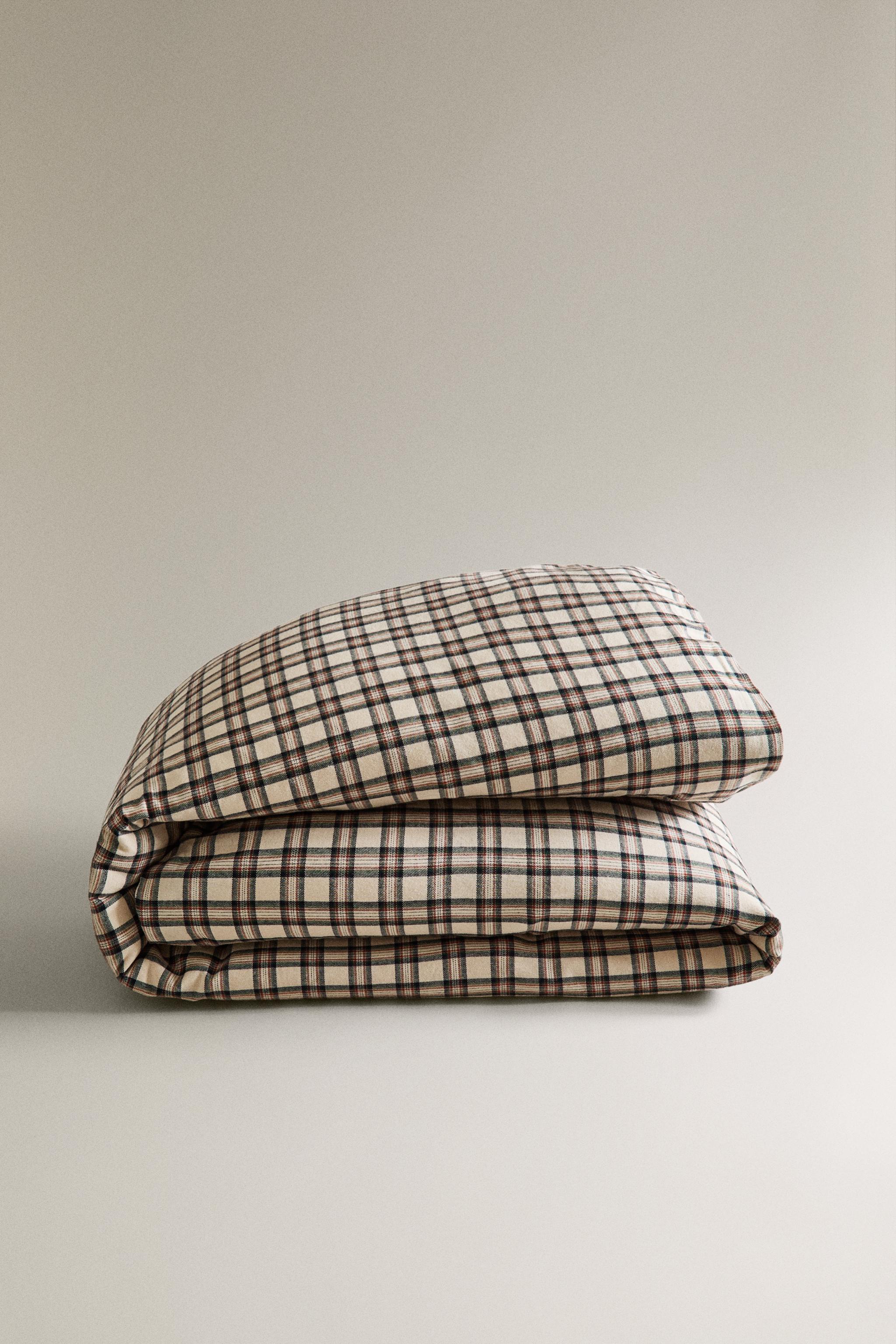 CHILDREN’S CHECK FLANNEL CHRISTMAS DUVET COVER