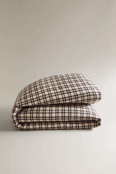 CHILDREN’S CHRISTMAS CHECK FLANNEL DUVET COVER - Multicoloured by Zara - Image 4