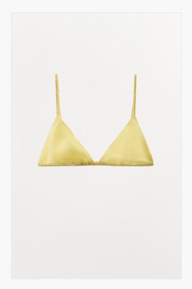 Zaras TRIANGULÄR BRALETTE MED SIDEN - Gul