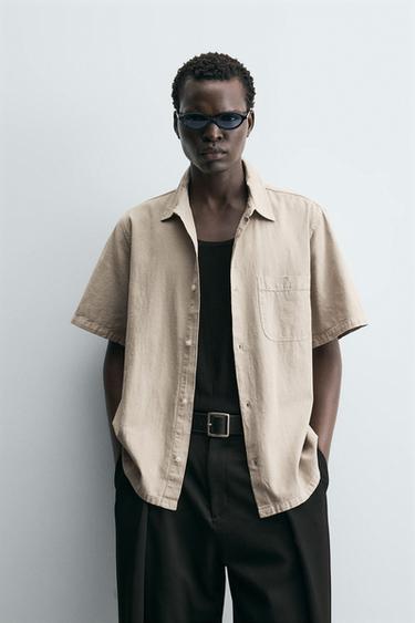 CAMISA ESTTRUCTURA BOLSILLO - Beige de Zara