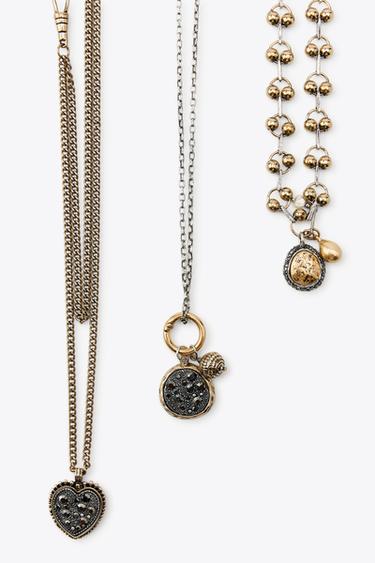 3-PACK OF ASSORTED CHAIN NECKLACES WITH COINS - Gold / Silver by Zara - Image 4