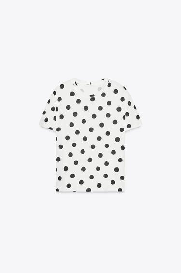 Zara PRINTED T-SHIRT - Black / White